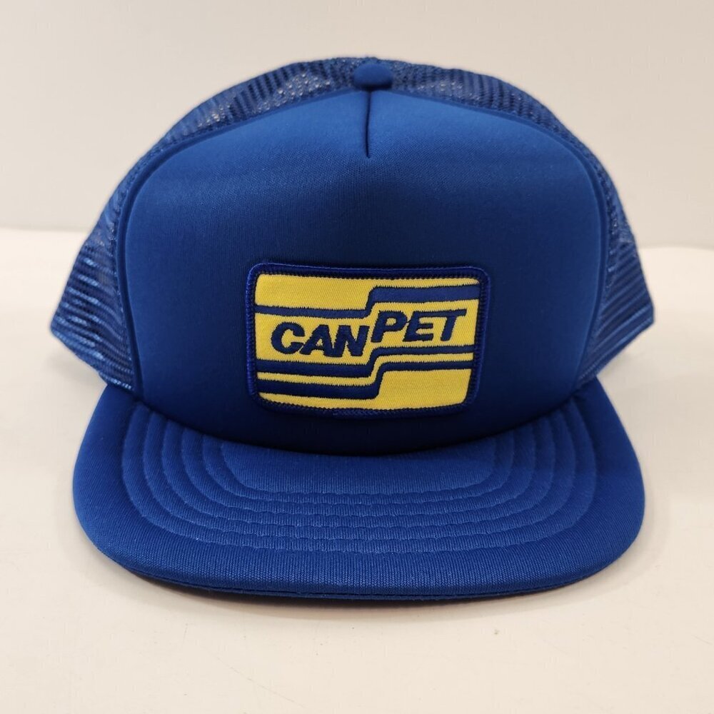 Can-Pet Embroidered Patch Blue Trucker Hat Snapback Cap Mesh 1980s Canada